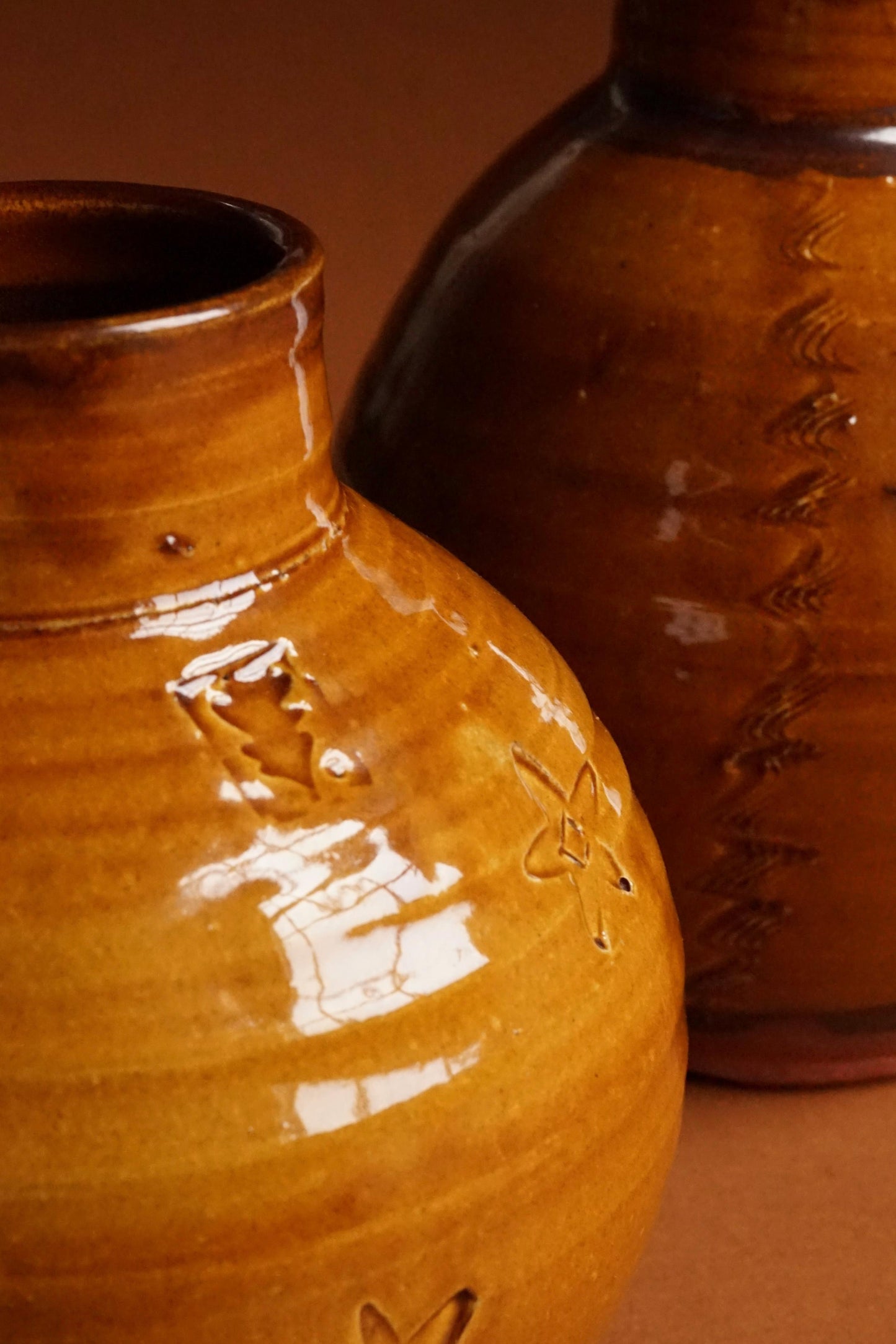 Ceramics by Joshua Williams Ochre Globe vessels