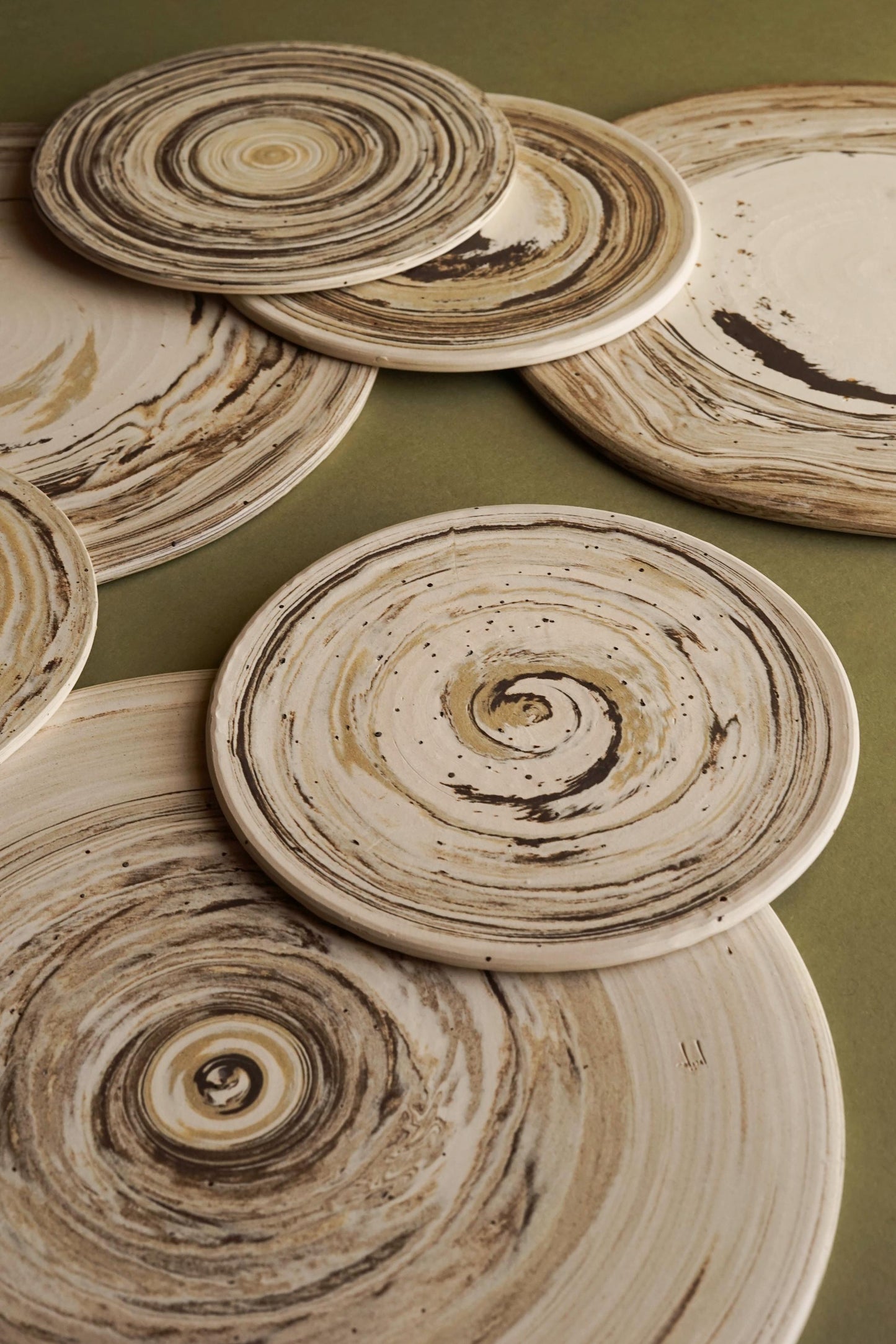 Shetland ALT= Hand thrown ceramic platters by Emporium Julium using sand from the beaches of Shetland.