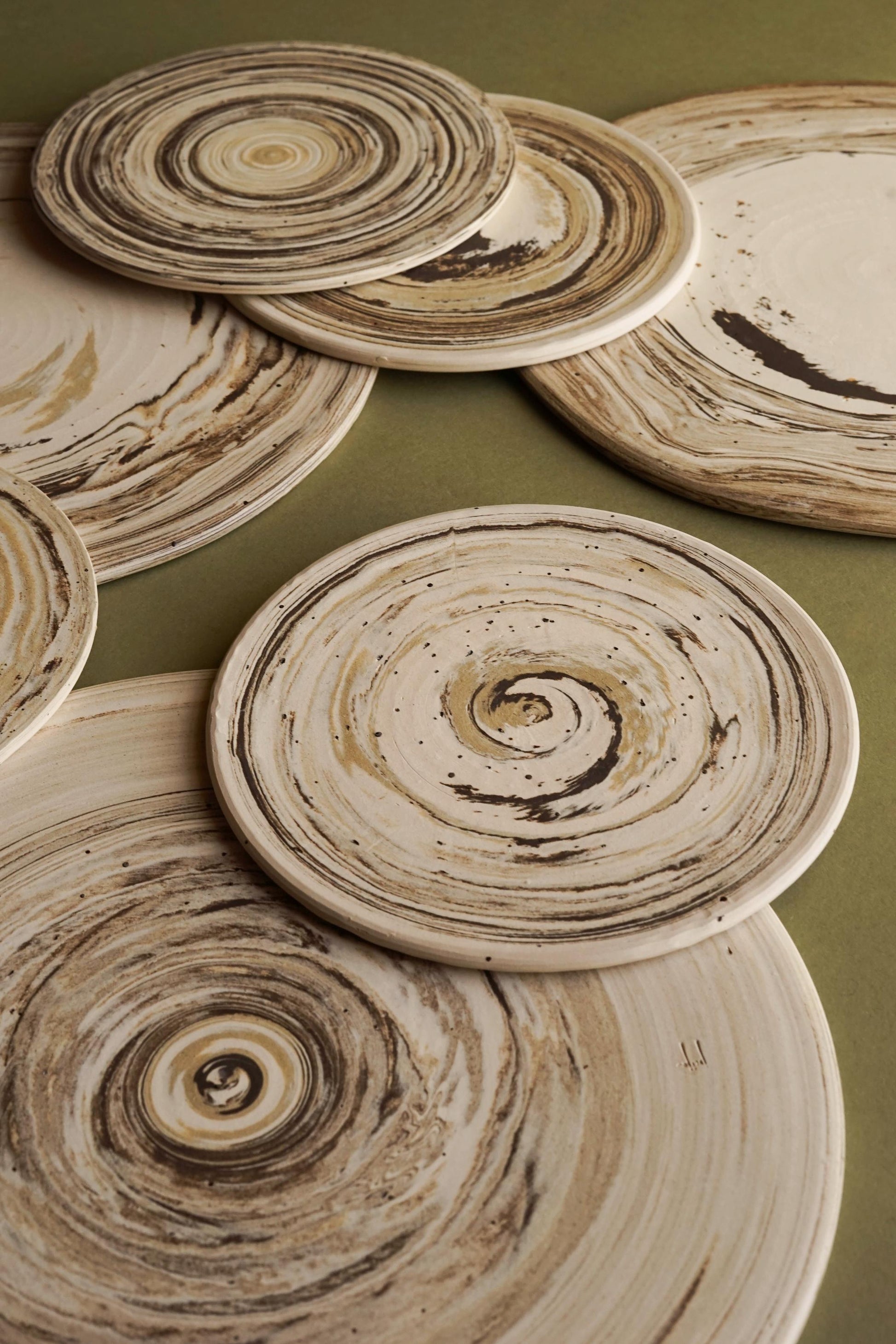 Shetland ALT= Hand thrown ceramic platters by Emporium Julium using sand from the beaches of Shetland.