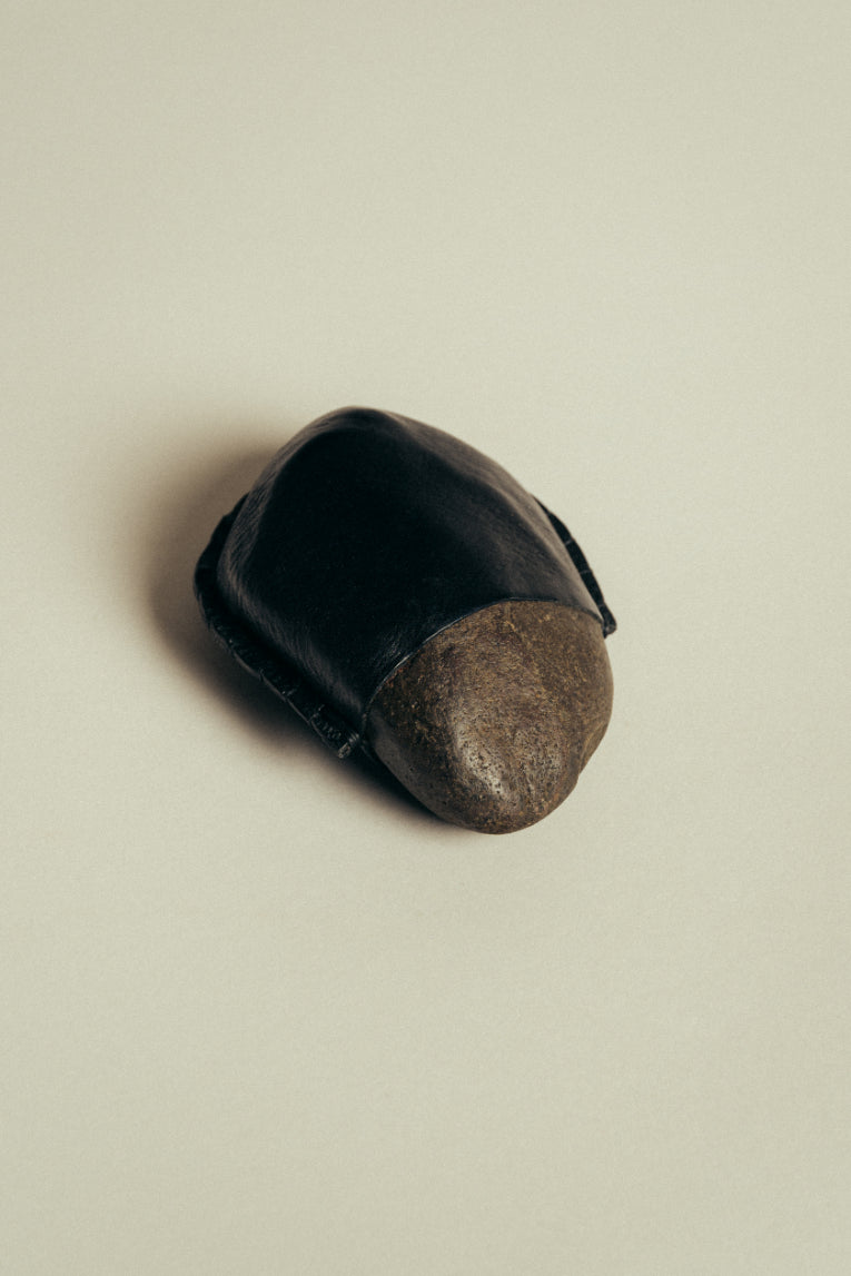 Jess White Leather Wrapped Stone