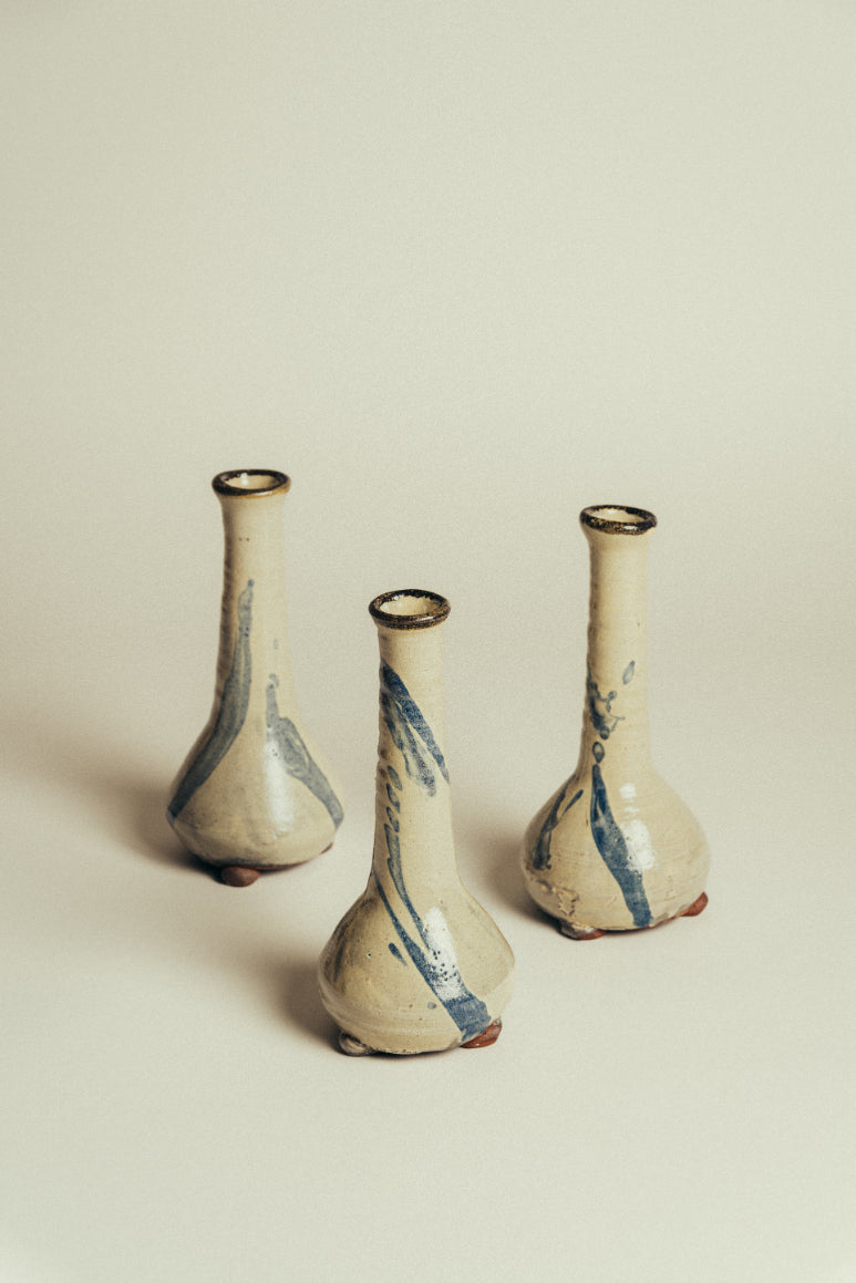 Ceramics by Joshua Williams White and Blue Flagon candlestick