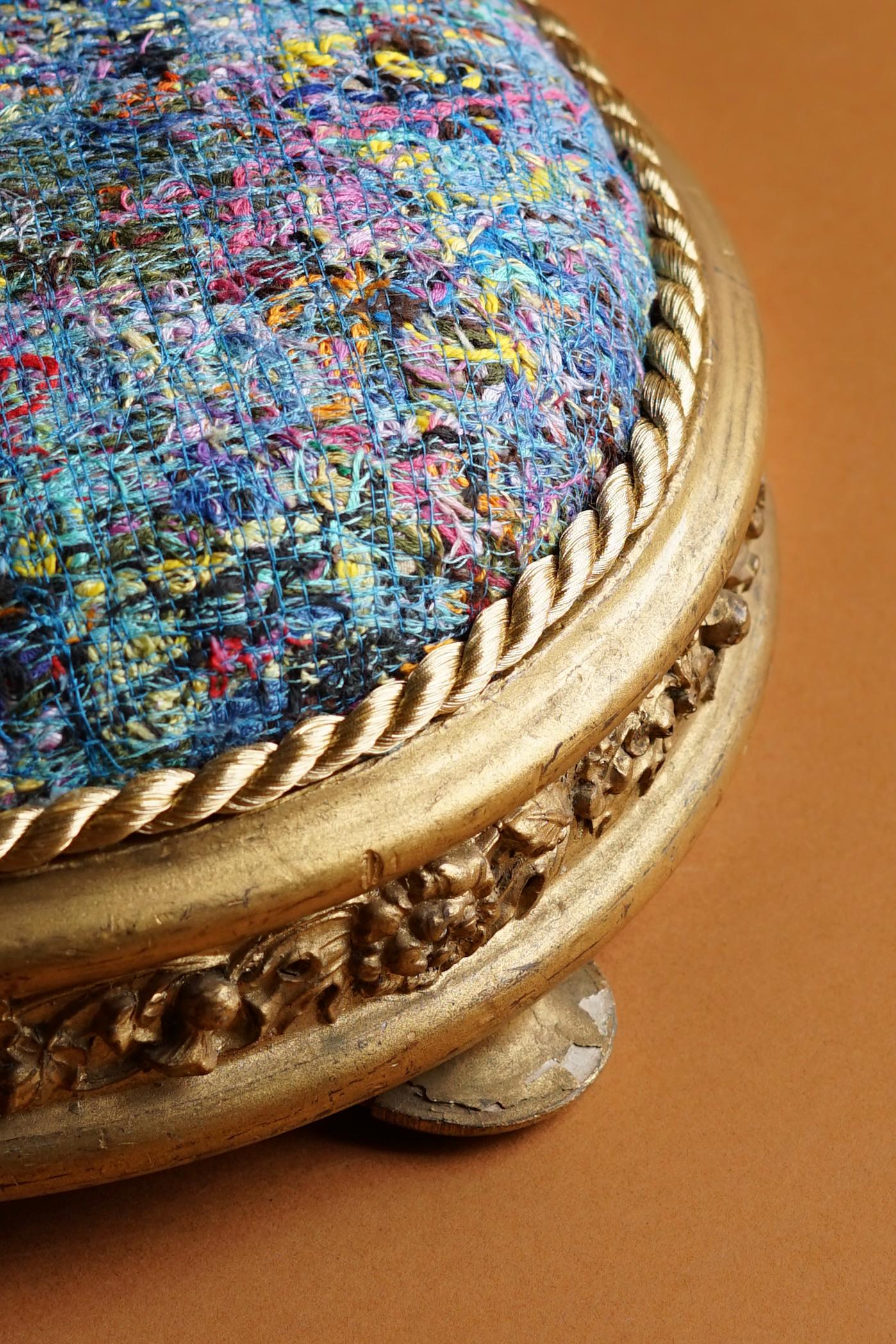 ALT= Close up of Laura Lees' stool design the Sweetie Button Stool.