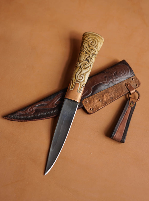 ALT=Gotlandic Knife by Skye Knives. The Gotland knife has a 4 ¾-inch single-edge blade of hardened 1095 high carbon steel.