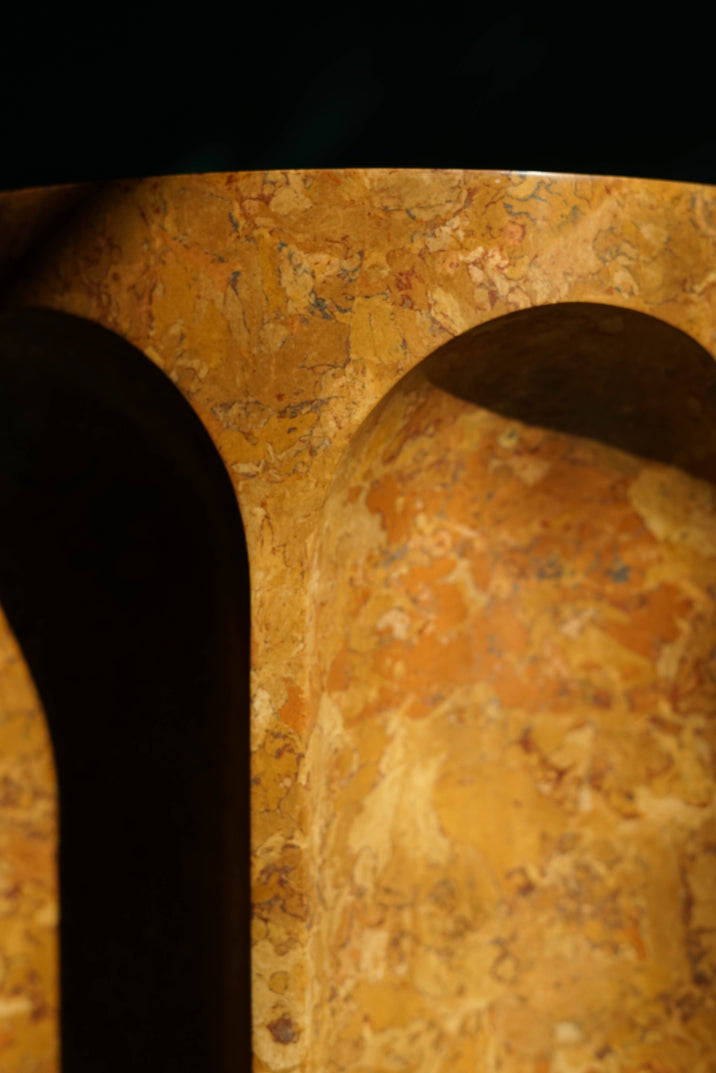 ALT=The side table pigment comes from stones ground from Wemyss Bay on the Fife coastline.