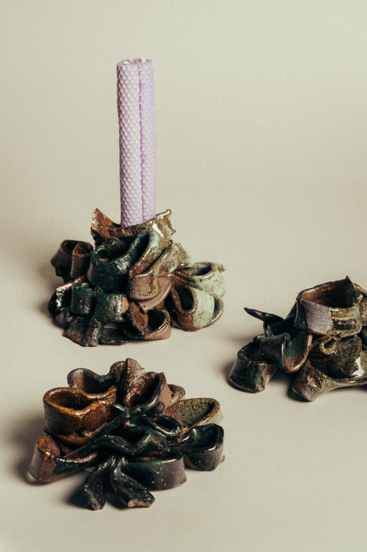 Morven Mulgrew Mortar Gun Ribbons Candlesticks