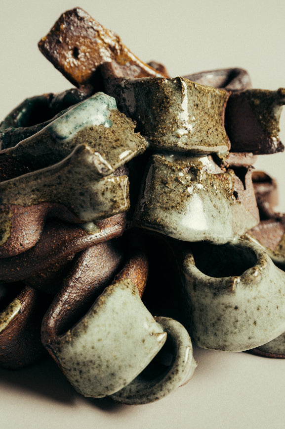 Morven Mulgrew Mortar Gun Ribbons Candlesticks