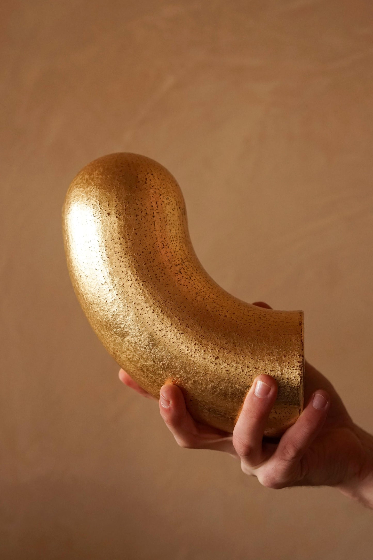 ALT=The Horn, a golden ceramic hook by sculptor James Rigler. Sold at Bard, a new shop and gallery space in Leith, Edinburgh.