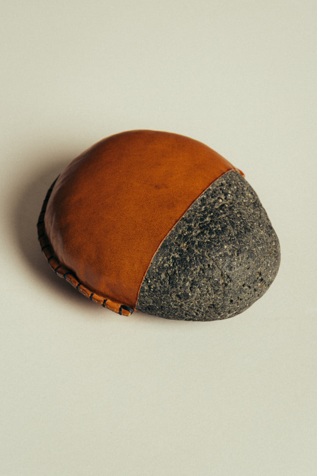 Jess White Leather Wrapped Stone