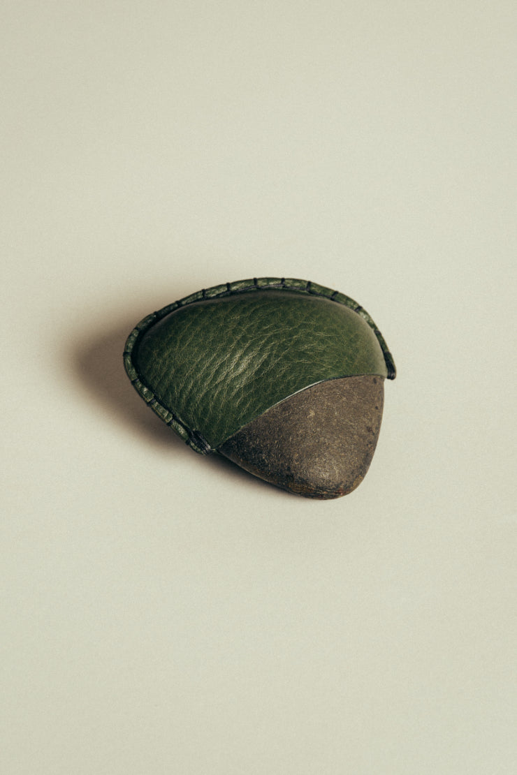 Jess White Leather Wrapped Stone