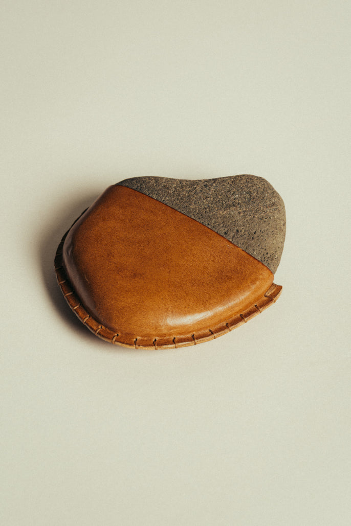 Jess White Leather Wrapped Stone