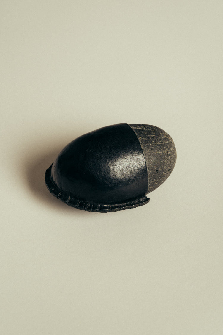 Jess White Leather Wrapped Stone