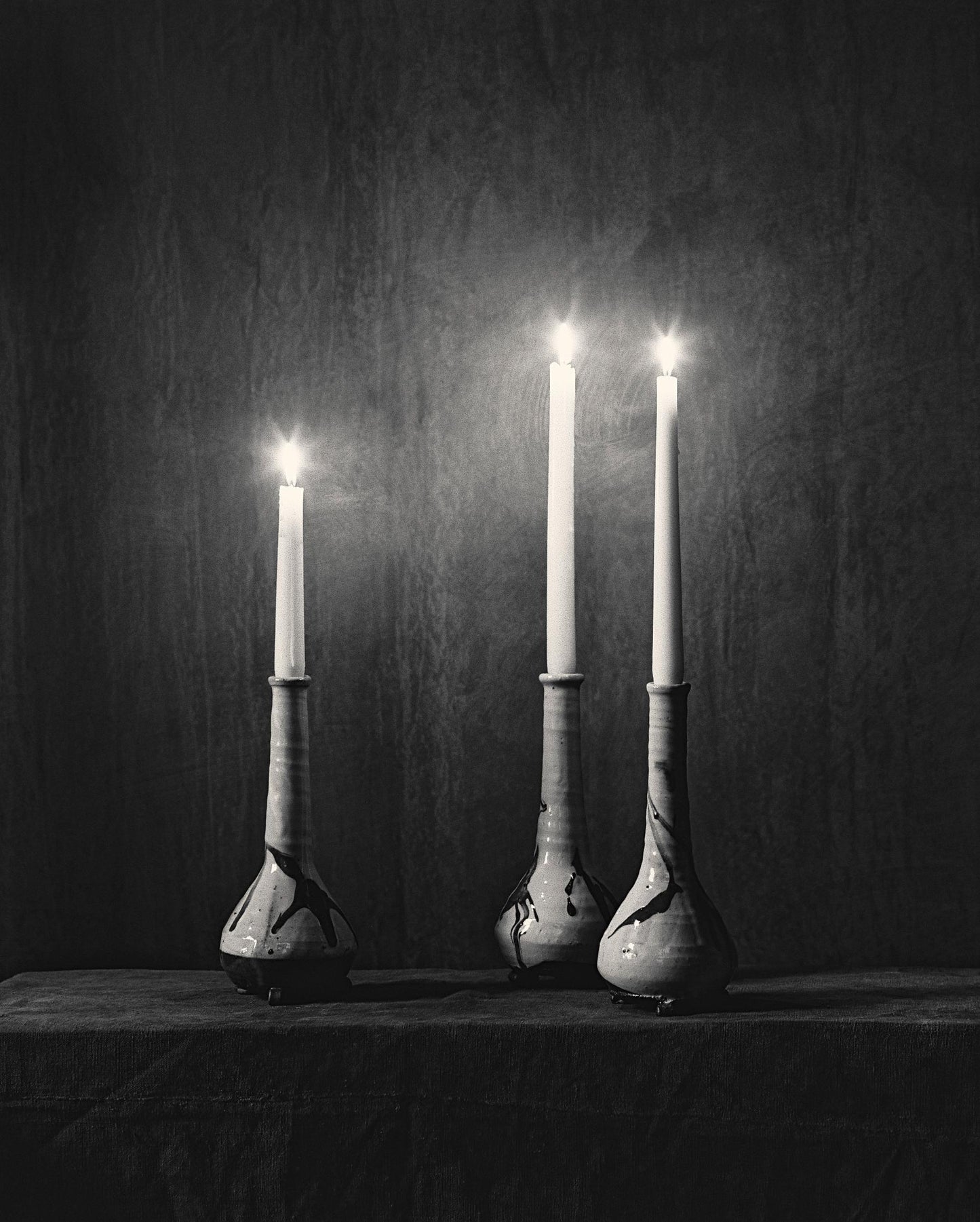 Ceramics by Joshua Williams White and Blue Flagon candlestick