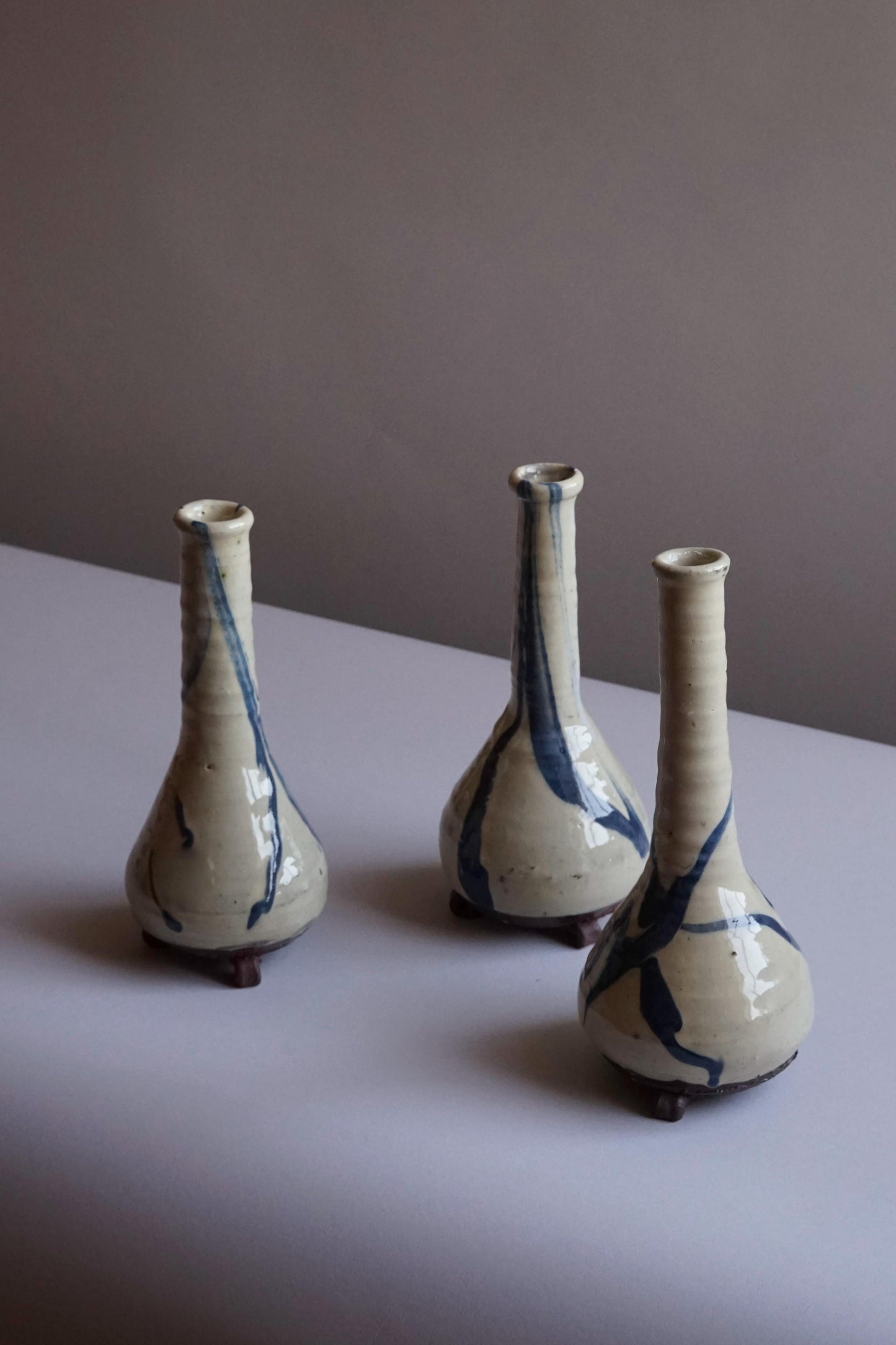 Ceramics by Joshua Williams White and Blue Flagon candlestick