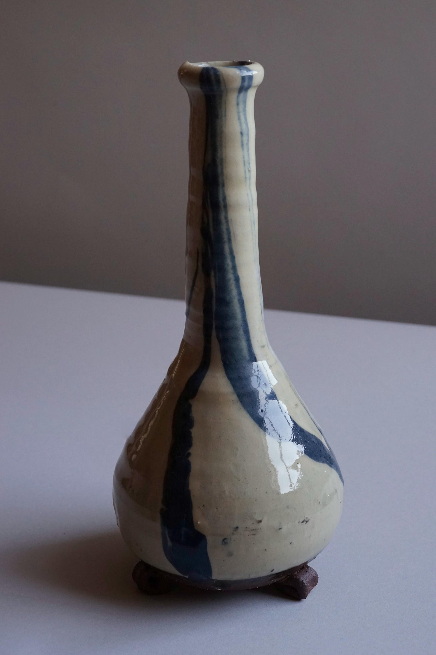 Ceramics by Joshua Williams White and Blue Flagon candlestick