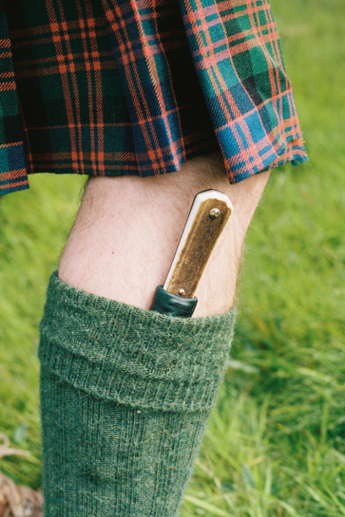 ALT=Antler Sgian Dubh, worn traditionally in a sock.
