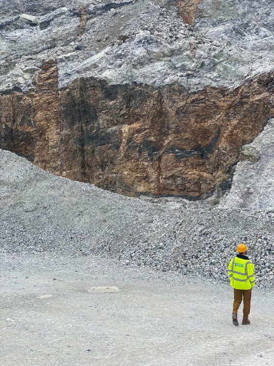 ALT=James at Torrin Quarry in Skye. Hunting for pieces to bring back to Bard.
